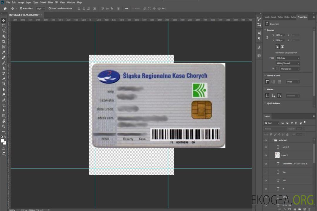 Pologne Silésie Caisse régionale de santé Carte d'assurance maladie template